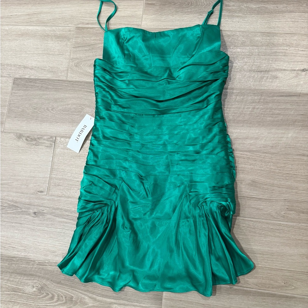 Bardot small green Satin Mini Dress